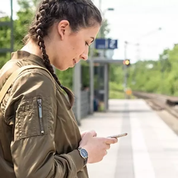 A girl looking at her phone