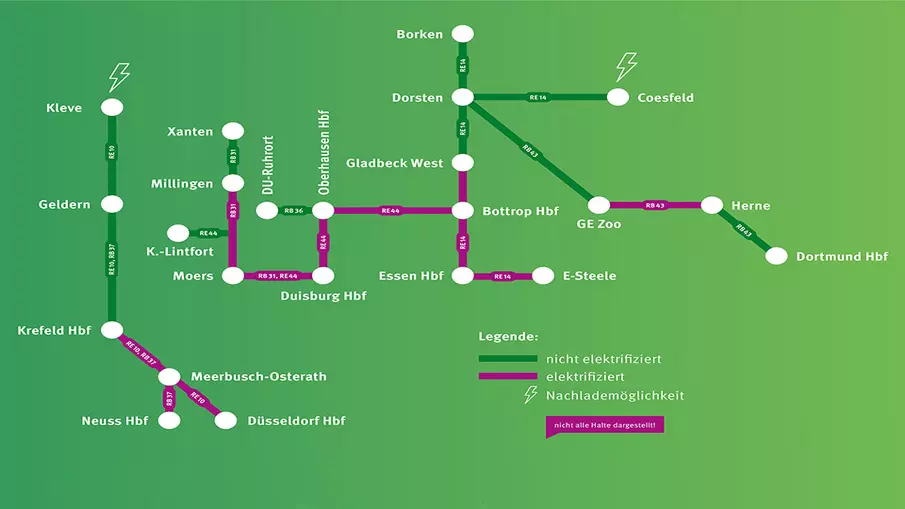 Das Liniennetz des Niederrhein-Münsterland-Netzes