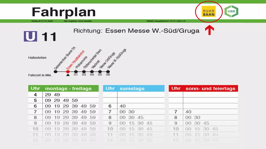 Grafik: Aushangfahrplan