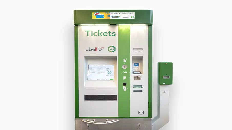 Auf dem Bild ist ein Transdev/Abellio-Fahrkartenautomat zu sehen